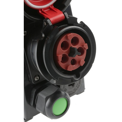 Eaton, GHG IP54, IP66 Black Wall Mount 3P + N + E Heavy Duty Power Connector Socket, Rated At 32A, 415 V
