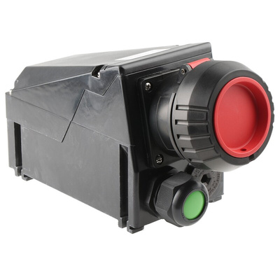 Eaton, GHG IP54, IP66 Black Wall Mount 3P + N + E Heavy Duty Power Connector Socket, Rated At 32A, 415 V