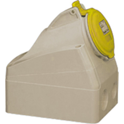 Legrand, P17 Tempra Pro IP44 Yellow Wall Mount 2P + E Industrial Power Socket, Rated At 16A, 110 V
