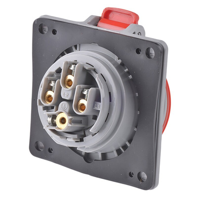 Legrand, P17 Tempra Pro IP44 Red Panel Mount 3P + E Industrial Power Socket, Rated At 16A, 415 V