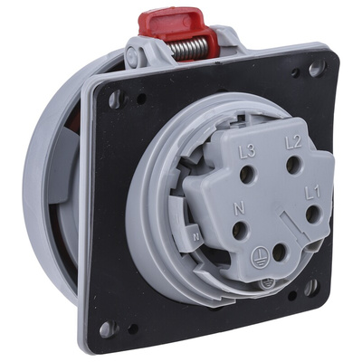 Legrand, P17 Tempra Pro IP66, IP67 Red Panel Mount 3P + N + E Industrial Power Socket, Rated At 16A, 415 V