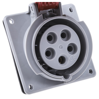 Legrand, P17 Tempra Pro IP66, IP67 Red Panel Mount 3P + N + E Industrial Power Socket, Rated At 16A, 415 V