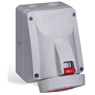 Legrand, P17 Tempra Pro IP66, IP67 Red Wall Mount 3P + E Industrial Power Socket, Rated At 32A, 415 V