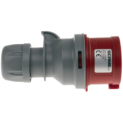 Scame, Optima IP44 Red Cable Mount 6P + E Industrial Power Plug, Rated At 16A, 415 V