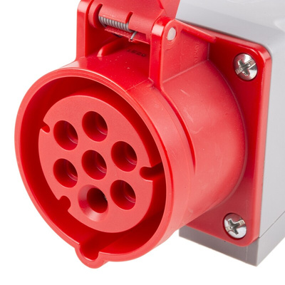 Scame, Optima IP44 Red Wall Mount 6P + E Right Angle Industrial Power Socket, Rated At 16A, 415 V