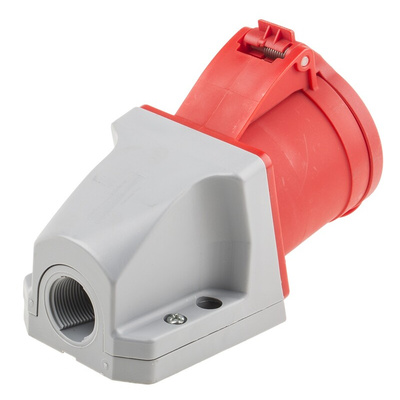 Scame, Optima IP44 Red Wall Mount 6P + E Right Angle Industrial Power Socket, Rated At 32A, 415 V