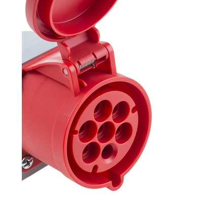 Scame, Optima IP44 Red Wall Mount 6P + E Right Angle Industrial Power Socket, Rated At 32A, 415 V