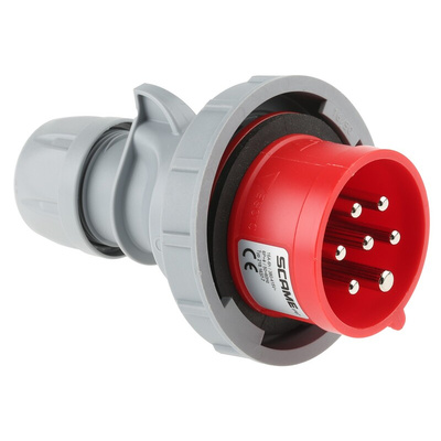 Scame, Optima Seven IP66, IP67 Red Cable Mount 6P + E Industrial Power Plug, Rated At 16A, 415 V