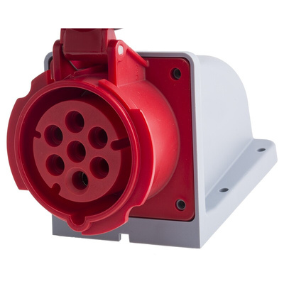 Scame, Optima IP67 Red Wall Mount 6P + E Right Angle Industrial Power Socket, Rated At 16A, 415 V
