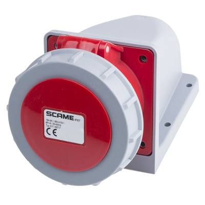 Scame, Optima IP67 Red Wall Mount 6P + E Right Angle Industrial Power Socket, Rated At 16A, 415 V
