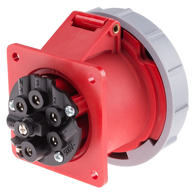 Scame, Optima IP67 Red Panel Mount 6P + E Industrial Power Socket, Rated At 32A, 415 V