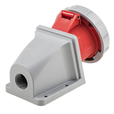 Scame, Optima IP67 Red Wall Mount 6P + E Right Angle Industrial Power Socket, Rated At 32A, 415 V