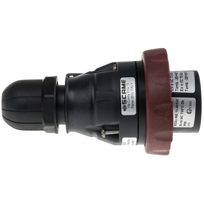 Scame IP66 Red Cable Mount 3P + E Power Connector Plug ATEX, IECEx, Rated At 16A, 380 → 415 V