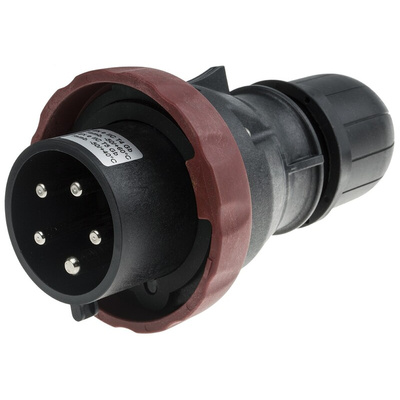 Scame IP66 Red Cable Mount 3P + N + E Power Connector Plug ATEX, IECEx, Rated At 32A, 346 → 415 V