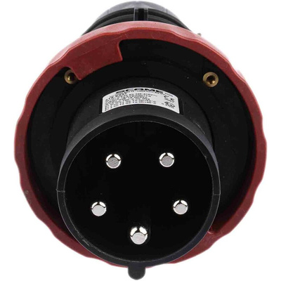 Scame IP66 Red Cable Mount 3P + N + E Power Connector Plug ATEX, IECEx, Rated At 64A, 346 → 415 V