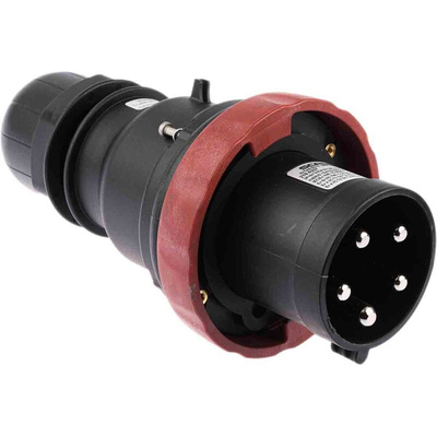 Scame IP66 Red Cable Mount 3P + N + E Power Connector Plug ATEX, IECEx, Rated At 64A, 346 → 415 V