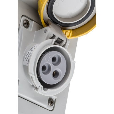 Scame IP67 Yellow Wall Mount 2P + E Industrial Power Socket, Rated At 16A, 110 V