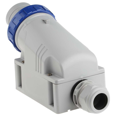 Scame IP67 Blue Wall Mount 2P + E Industrial Power Plug, Rated At 64A, 230 V