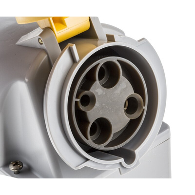 Scame IP44 Yellow Wall Mount 2P + E Industrial Power Socket, Rated At 64A, 110 V