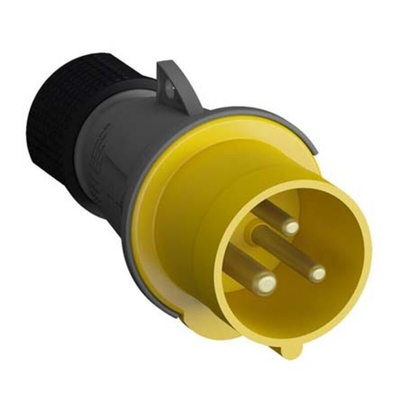Amphenol Industrial, Easy & Safe IP44 Yellow Cable Mount 2P + E Industrial Power Plug, Rated At 16A, 110 V