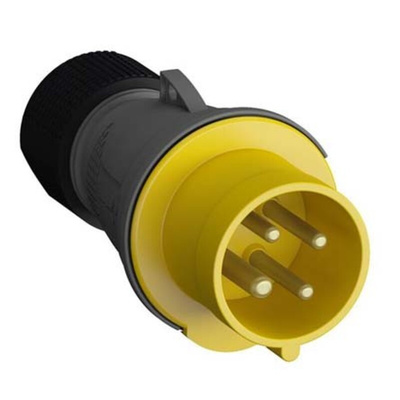 Amphenol Industrial, Easy & Safe IP44 Yellow Cable Mount 3P + E Industrial Power Plug, Rated At 16A, 110 V