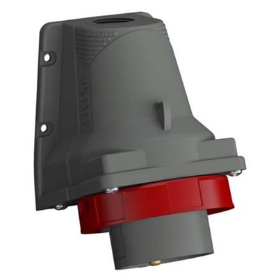 Amphenol Industrial, Easy & Safe IP67 Red Wall Mount 3P + N + E Right Angle Industrial Power Plug, Rated At 16A, 415 V
