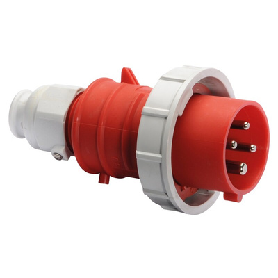 Bals IP67 Red Cable Mount 3P + E Industrial Power Plug, Rated At 32A, 415 V
