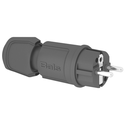 Bals IP44 Black Cable Mount 2P + E Industrial Power Plug, Rated At 16A, 250 V