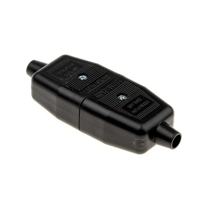 2 Pole Cable Mount Female, Male Mains Inline Connector Rated At 10A