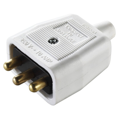 3 Pole Cable Mount Female, Male Mains Inline Connector Rated At 10A