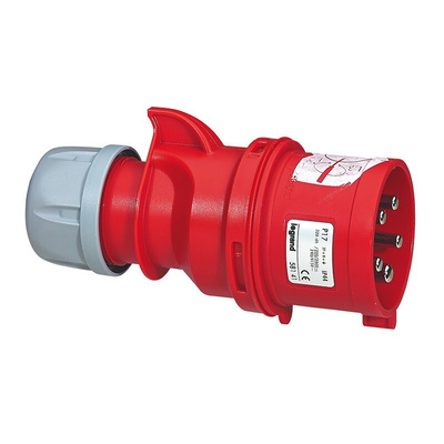 Legrand, P17 IP44 Red 3P + N + E Industrial Power Plug, Rated At 16A, 415 V,With Phase Inverter