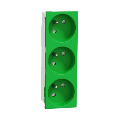 Schneider Electric, New Unica IP3X Green Flush Mount 2P+E Socket Socket, Rated At 16A, 250 V