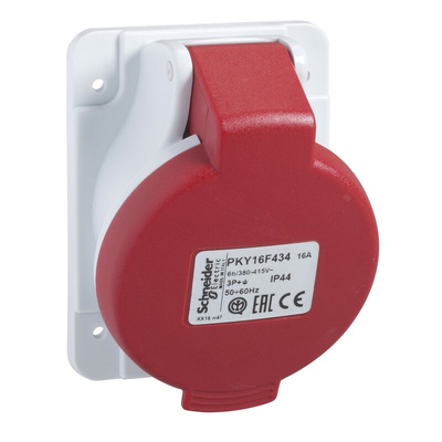 Mureva IP44 Grey Panel Mount 3P + N + E Angled Socket Plug, Socket, Rated At 32A, 380 → 415 V