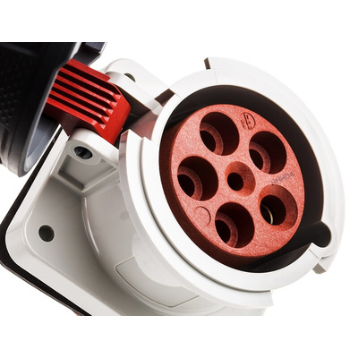 MENNEKES, SoftCONTACT IP67 Red Panel Mount 3P + N + E Industrial Power Socket, Rated At 64A, 400 V