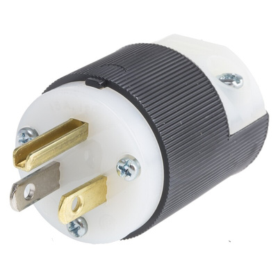 Hubbell USA Mains Plug, 15A, Cable Mount, 125 V