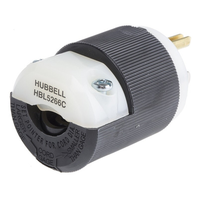 Hubbell USA Mains Plug, 15A, Cable Mount, 125 V