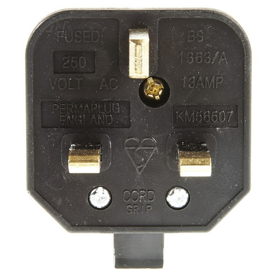 Masterplug UK Mains Plug, 13A, Cable Mount, 250 V ac