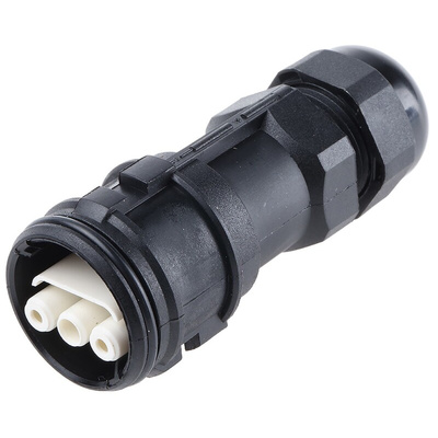 3 Pole IP68 Rating Cable Mount Female Mains Inline Connector Rated At 16A