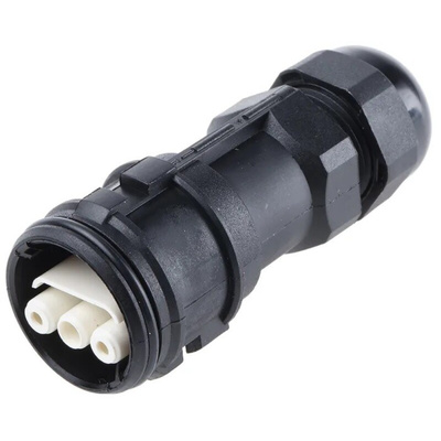 3 Pole IP68 Rating Cable Mount Female Mains Inline Connector Rated At 16A