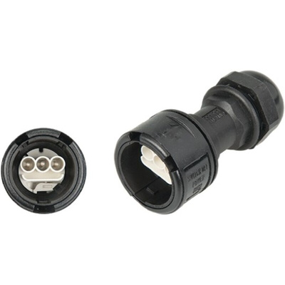 3 Pole IP68 Rating Cable Mount Male Mains Inline Connector Rated At 16A