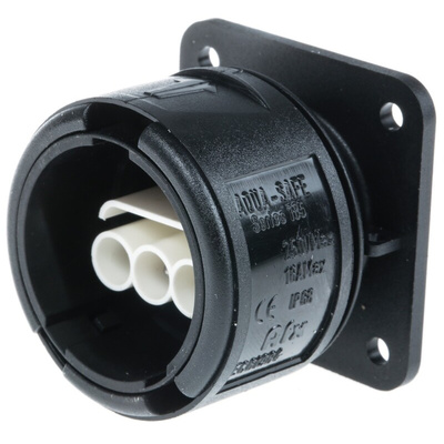 3 Pole IP68 Rating Panel Mount Female IEC Connector Rated At 16A