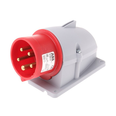 Amphenol Industrial, Easy & Safe IP44 Red Wall Mount 3P + N + E Right Angle Industrial Power Plug, Rated At 16A, 415 V