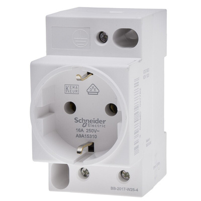 Schneider Electric German Mains Connector, 16A, DIN Rail Mount, 250 V ac