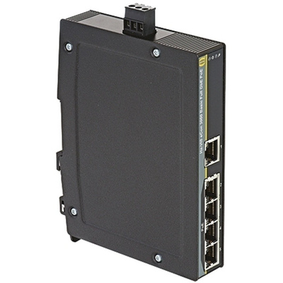 Harting Ethernet Switch, 5 RJ45 port, 54V dc, 10 Mbit/s, 100 Mbit/s, 1000 Mbit/s Transmission Speed, DIN Rail Mount