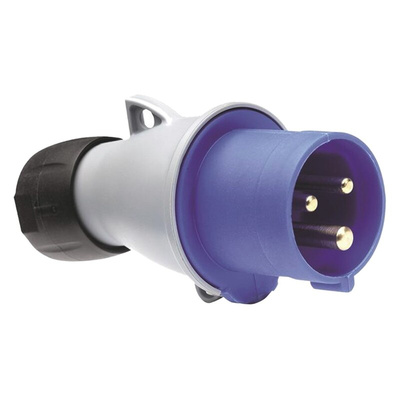 Amphenol Industrial, Easy & Safe IP44 Blue Cable Mount 2P + E Industrial Power Plug, Rated At 64A, 230 V
