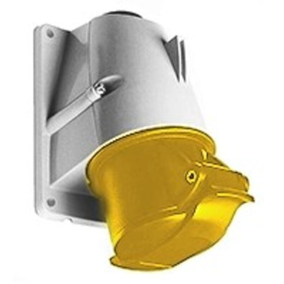 ABB, CMA IP44 Yellow Panel Mount 2P + E Right Angle Industrial Power Socket, Rated At 32A, 110 V