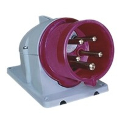 Amphenol Industrial, Easy & Safe IP44 Red Panel Mount 3P + N + E Right Angle Industrial Power Plug, Rated At 16A, 415