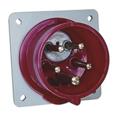 Amphenol Industrial, Easy & Safe IP44 Red Panel Mount 3P + N + E Industrial Power Plug, Rated At 16A, 415 V,With Phase