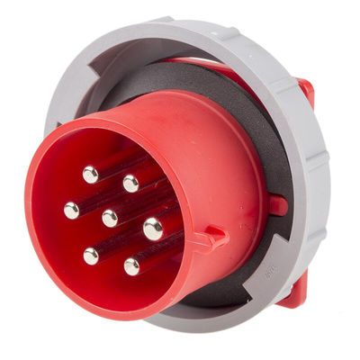 Scame, Optima Seven IP66, IP67 Red Panel Mount 6P+E Industrial Power Socket, Rated At 32.0A, 415.0 V