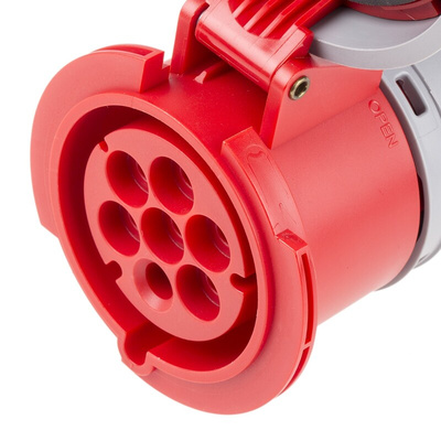 Scame, Optima Seven IP66, IP67 Red Cable Mount 6P + E Industrial Power Socket, Rated At 32A, 415 V